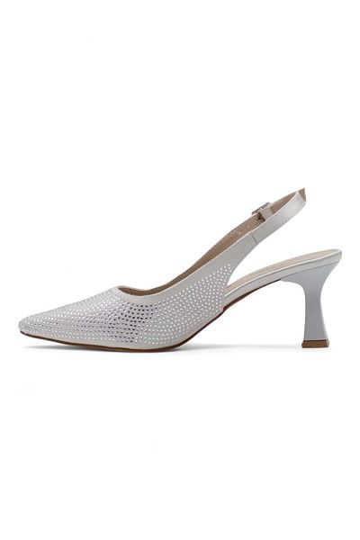 Berk Stoned Low Goblet Heeled Evening Dress White