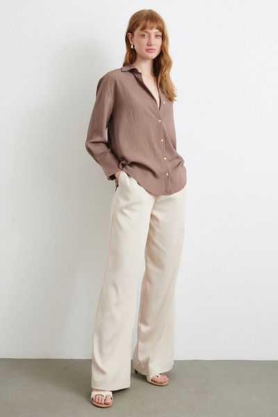 Never more Parallel Striped Shirt Brown