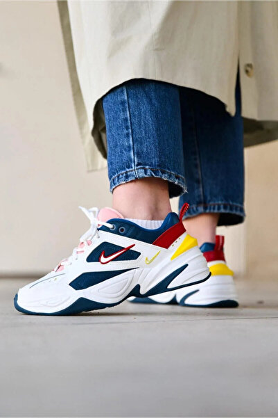 Nike M2k Tekno Leather Unisex Reflector Sneaker Genuine Leather White Sports ...