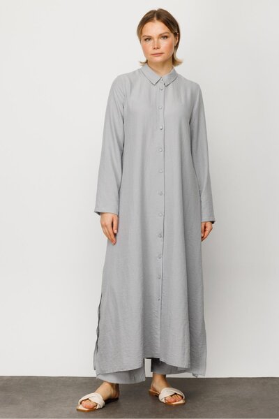 Micca NOUVO İpekçe Doku  Kap / Elbise-Gri