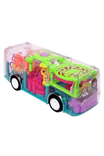 rexa 3D Transparent Bus – Light & Sound Mechanical Toy for Kids
