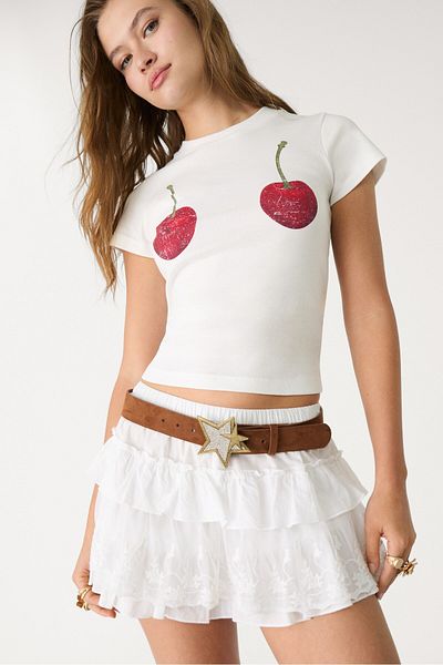 Stradivarius Short sleeve cherry T-shirt