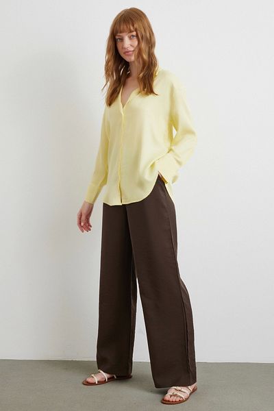 Never more Viscose Satin Shirt Yellow