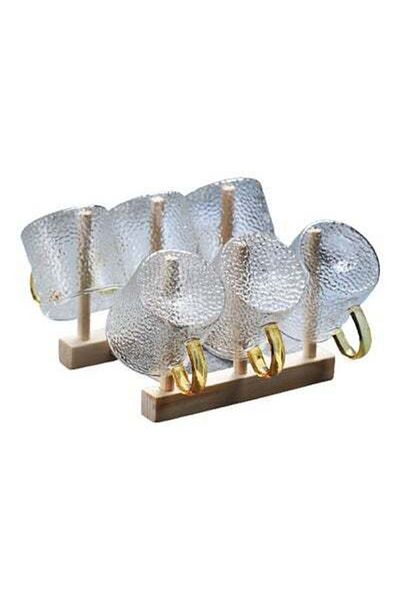 HALAMODO 6-Piece Borosilicate Glass Tea Cup Clear/Gold