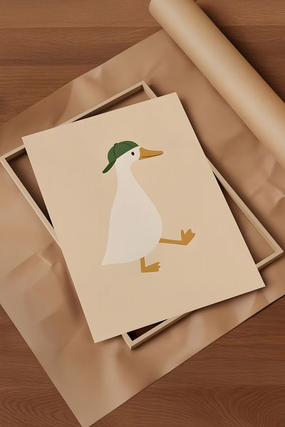 Home Διακόσμηση Παιδικού Δωματίου Duck in the Hat Scandinavian, Διακόσμηση Παιδικού Δωματίου Bohemian χωρίς πλαίσιο