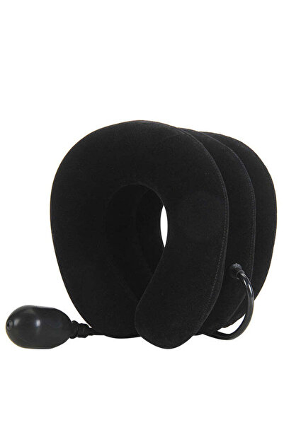 WildFashion Perna gonflabila cervicala tip guler cervical, reglabil pe inaltime, Negru TOY431-1