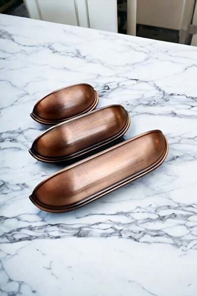 Dizaynhouse 128 mm Copper Dish Mussel Model Cabinet Handle Copper Color Metal Stone Mussel Handle