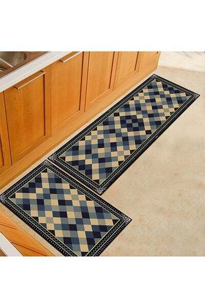 HALAMODO 3D Geometric Pattern Rugs Fashion Modern Area Rugs Non-Slip Floor Carpet For Kitchen 40X60cm