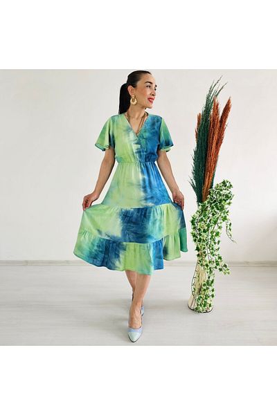 6 butik altı üstü butik Colorful Double Breasted Collar Dress