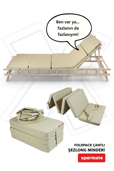 XPERMATE Katlanır Şezlong Minderi Fermuarlı Çantalı Cepli FoldPack 30x60x25 c...