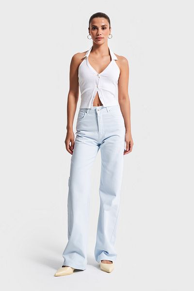its basic Blugi de damă Baby Blue 6s5-103, cu talie înaltă, 100% denim de bumbac
