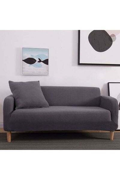 HALAMODO Double Seater Stretch Sofa Cover Dark Grey 145x185cm