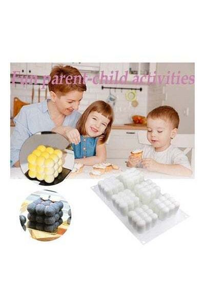 HALAMODO 6-Cavity 3D Rubik Cube Cake Silicone Mold White 11.02 x 6.54 x 2.28inch