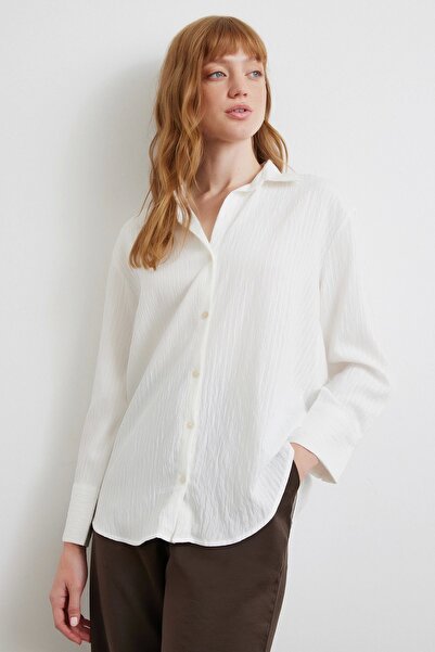 Never more Πουκάμισο με παράλληλες ρίγες Λευκό