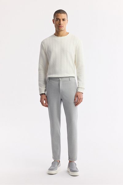 Avva Ανδρικό ανοιχτό γκρι Slim Fit Elastic Waist Bi Stretch Chino Παντελόνι B003033
