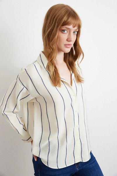 Never more Striped Modal Shirt Indigo