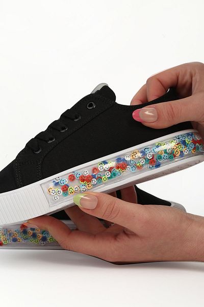 Benetton ® |   Candy Smile Black White Children's Sports Shoes Bn-32124
