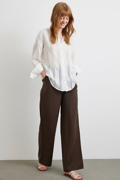 Never more Organza Striped Shirt Ecru