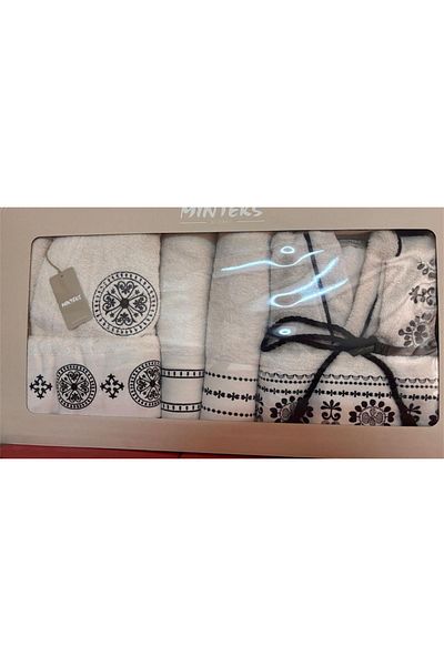 Bayev Zeina 6 Piece Dowry Bathrobe Set - Stylish Detailed Family Set