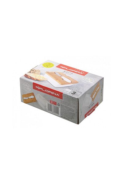 FLORINA Adria butter dish, white porcelain, bamboo lid, butter knife included, 15.5 x 11 x 6 cm
