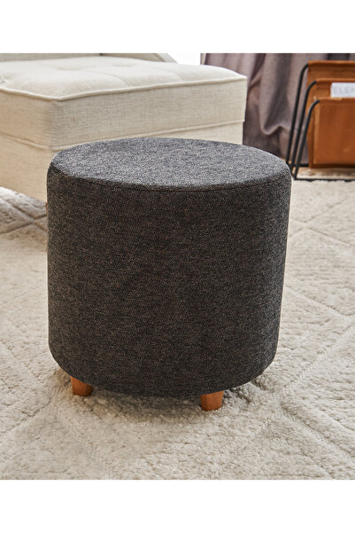 FAVORA Mario Ahşap Ayaklı Puf - Antrasit - Bakır