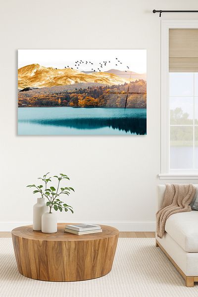 TAULART Golden Mountain Οριζόντια Πίνακας Τοπίου Άθραυστη Γυάλινη Ζωγραφική Μοντέρνα Ζωγραφική Δώρο Σπίτι