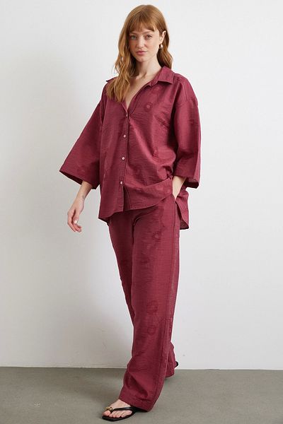 Never more Casual Trousers with Back Pocket Claret Red