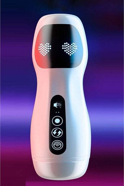 WildFashion Masturbator vaginal pentru barbati cu senzor de miscare, vibratii si sunet, Alb TOY365-221