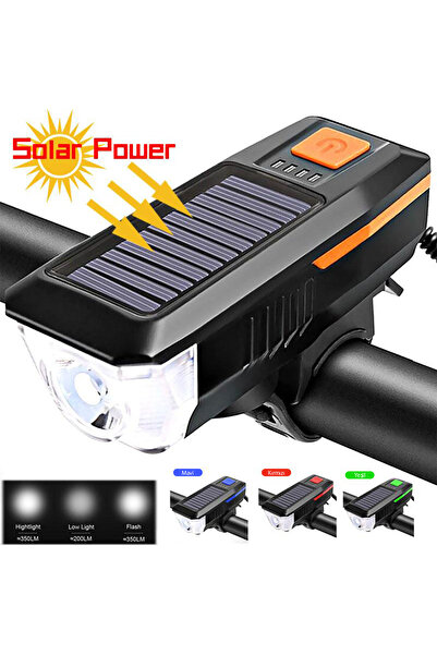 NOYİSKA Su Geçirmez Usb Şarj Led Bisiklet Scooter Ön Far Lambası Bisiklet Feneri Gneş Enerjili Yeni Nesil