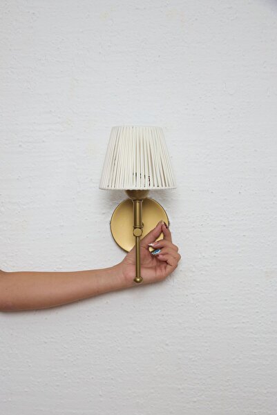 Maison Avf Beyaz Deri Alt Eskitme Metal Duvar Aydınlatması Kablosuz Pilli Ledli Aplik