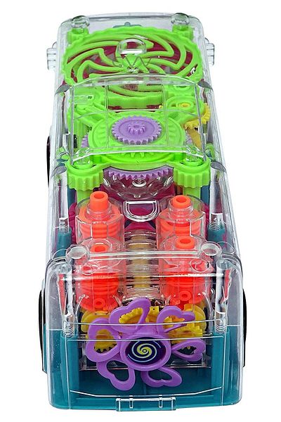 rexa 3D Transparent Bus – Light & Sound Mechanical Toy for Kids