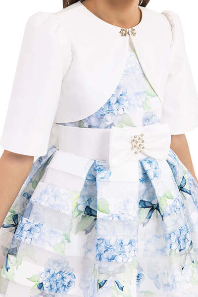 Pamina Rochie florală pentru fete, - Elegantă, cu bolero, albastră, 33248 - 140 cm, Albastră