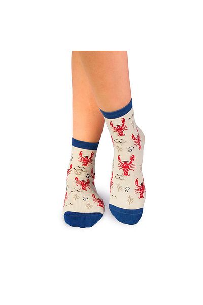 Pirin Hill Short Over-the-Ankle Socks Fine Cotton Sealife Lobster White
