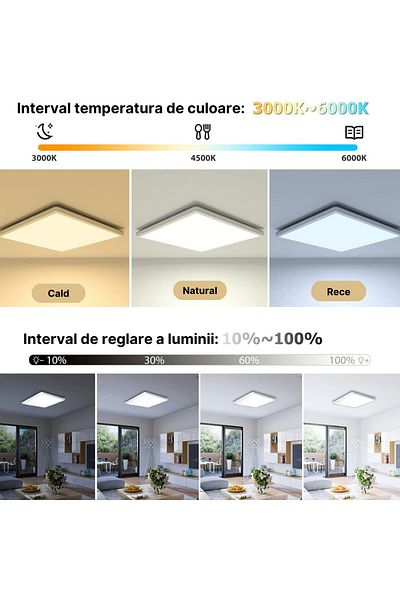 MaGeCa Intelligent LED Ceiling Light, RGB 24w, Adjustable Temperature and Light Intensity, Remote Control