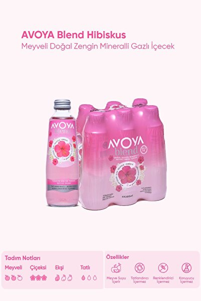 AVOYA Blend 6'lı Hibiskus Meyveli Maden Suyu 250 ml