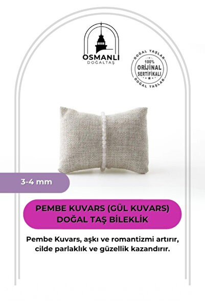 OSMANLI DOĞAL TAŞ Pembe Kuvars (gül Kuvars) 3-4mm Doğal Taş Bileklik