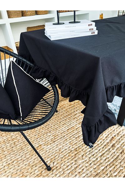 KaiHome Luna Linen Ruffle Tablecloth 100X100Cm