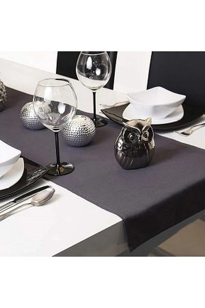 Kotonia Home Plain Table Cloth - 45x180 Cm, Cretonne, 100% Cotton, Anthracite Grey