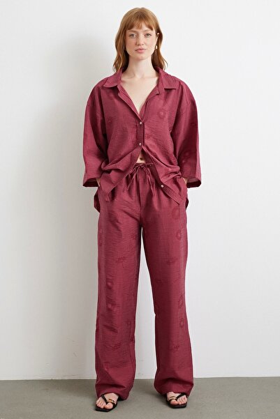 Never more Casual Trousers with Back Pocket Claret Red