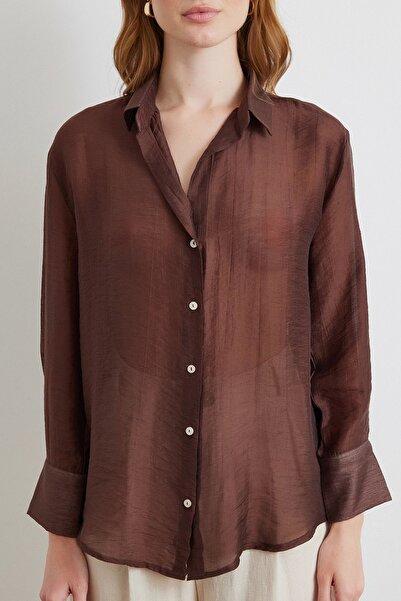 Never more Thin modal shirt coffee