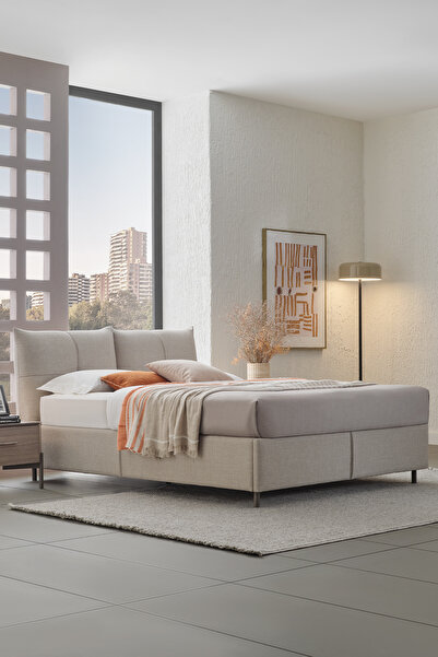 Enza Home Varena Başlıklı Baza 2'li Set - Açık Gri