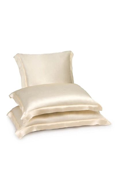 Kotonia Home Set of 2 Kotonia Home Damask Satin DeLux pillowcases, 100% cotton, vanilla, 50×70 cm