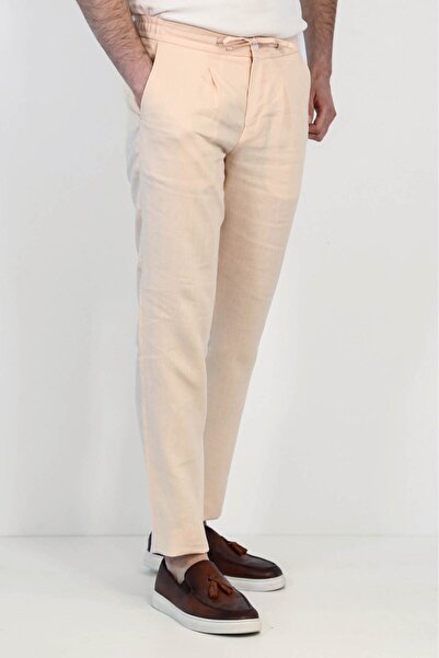 Velvarde Linen Jogger+Drawn Rubber Pants. Salmon