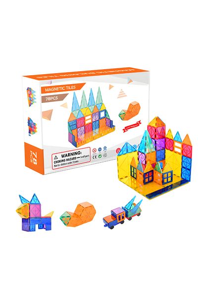 MaGeCa Intelligent Construction Set With Magnetic Blocks, 78 Pieces, Magnetic Tiles 3d, 3 Years