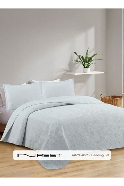 INREST Bedding Set Summer Microfiber 100% Light grey Color King Size 220x240 cm - 3 Pieces