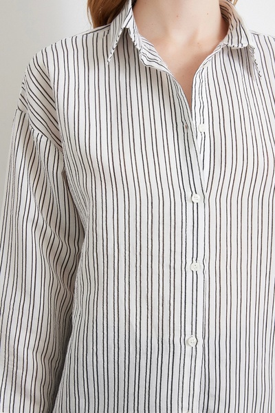 Never more Συμμετρικό ριγέ πουκάμισο μαύρο