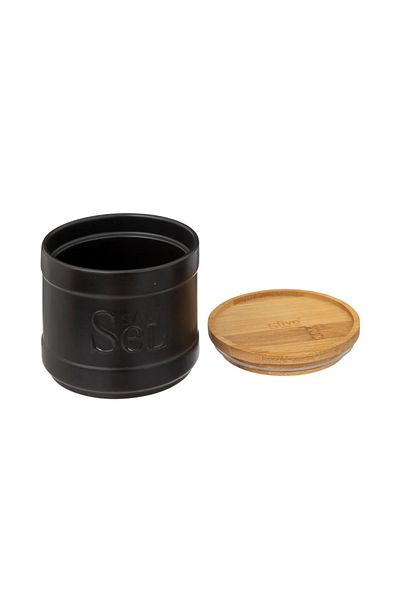 5FIVE Black Nature salt container, ceramic, bamboo, 10 x 10 cm