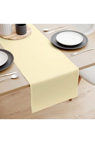 Kotonia Home Plain Table Cloth - 45x180 Cm, Cretonne, 100% Cotton, Ivory