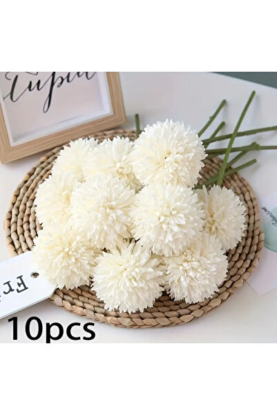 So Iconic 10 Adet Beyaz Krizantem Çiçeği / Yapay Çiçek Buketi