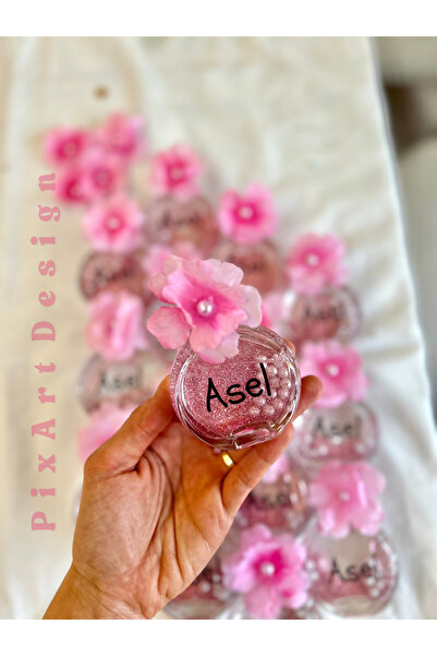 Stone Store Düğün Söz Nişan Bebek Hediyelik Cam Kolonya Şişesi Çiçek Inci Süslemeli Özel Sticker Etiket 10 Adet